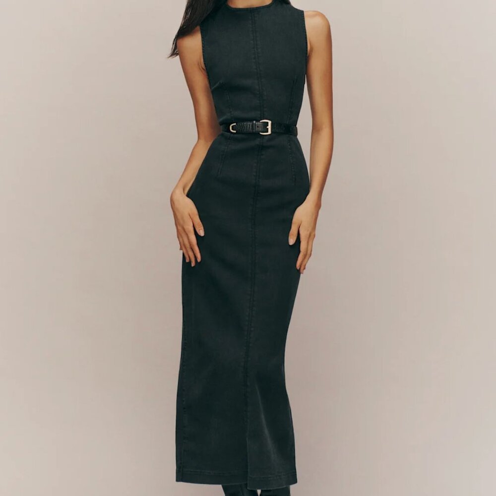 Reformation Kendi Denim Midi dress - black (NWT)